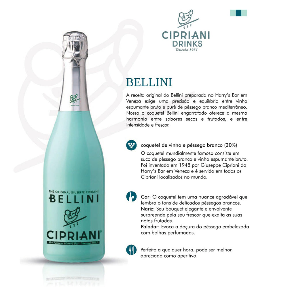 Coquetel De Vinho E Pêssego Branco Cipriani Bellini 750 Ml