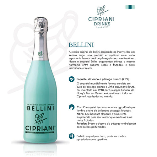 Coquetel De Vinho E Pêssego Branco Cipriani Bellini 750 Ml